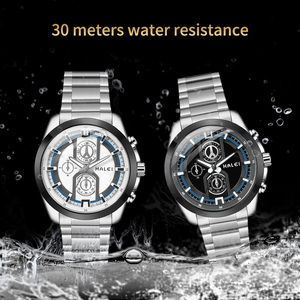 Envío Directo HALEI Reloj Deportivo de Acero Inoxidable para Hombre, 43 mm, Redondo, Analógico, de Cuarzo, Esfera Azul, Resistente al Agua 3 BAR, Movimiento Japonés - Product Image 5