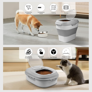 Contenedor de Almacenamiento de Alimentos para <span class=keywords><strong>Mascotas</strong></span>, Dispensador de Gran Capacidad con Ruedas, Dispensador Automático de Alimentos para Gatos, para Alimentos Húmedos y Secos - Product Image 2