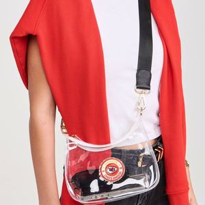 Custom Women PVC <b>Clear</b> Crossbody <b>Bag</b> Zipper Polished Gold Hardware Waterproof Personalized Patch Stadium Approved Summer Autumn - Product Image 2