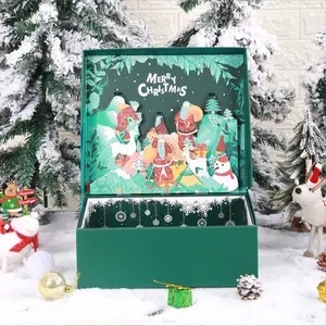 Santa Claus Schneemann Benutzer definierte Weihnachts bonbon Cookie Paper Wrap Aufbewahrung sbox 3d Dimension Flip Top Faltbare Geschenk papier boxen mit Ba