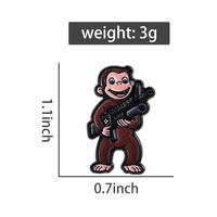 Épingles en émail amusantes et cool avec un singe à un pistolet, broche d'animal mignon, épingles de revers, badge pour sac à dos, accessoires, bijoux humoristiques, cadeau pour amis