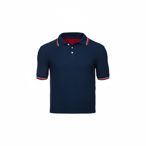 Polo de golf d'été pour hommes respirant anti-rides motif solide tricoté avec broderie logo patchwork couleurs - Product Image 1