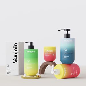 Ensemble de flacons pompe pour shampooing et revitalisant pour bébé, crème pour le corps, beurre corporel, crème, avec boîte, couleurs dégradées mates de luxe - Product Image 1