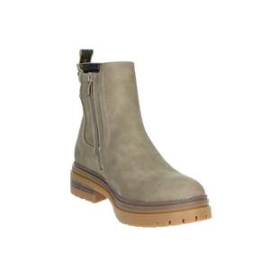 Botines de mujer de caña baja en gamuza color taupe estilo Chelsea con tirador y suela de goma - Product Image 5