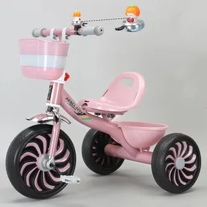 Venta caliente de fábrica 2024, triciclo eléctrico con batería para bebés y niños, triciclo rosa de acero para niños, motocicleta con música/proveedores de plástico