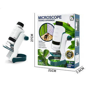 顕微鏡科学キットセット STEM 3 1 子供向け早期教育玩具 ミニポケットハンドヘルド フラッシング 60-120X プラスチック 屋外探検 - Product Image 6