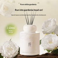 Diffuseur de parfum sans flamme 150 ml à la gardénia blanc pur, désodorisant longue durée, parfum naturel, huile essentielle de rotin végétal