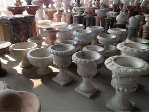 Grand Pot de fleurs <span class=keywords><strong>en</strong></span> <span class=keywords><strong>pierre</strong></span> sculpté à la main, <span class=keywords><strong>grande</strong></span> <span class=keywords><strong>jardinière</strong></span> <span class=keywords><strong>en</strong></span> marbre pour aménagement paysager extérieur - Product Image 2