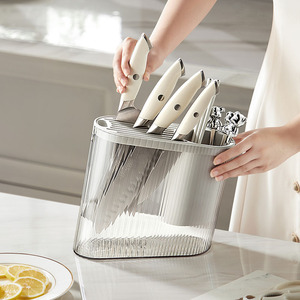 Multifunctional Knife Holder Chopstick Container Plastic <b>Kitchen</b> Countertop Storage <b>Rack</b> Household Knife <b>Rack</b> - Product Image 2
