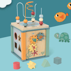 Blocs assortis de forme de couleur océan quatre en un rond <span class=keywords><strong>perle</strong></span> boîte occupée bébé <span class=keywords><strong>Montessori</strong></span> jouet éducatif - Product Image 2