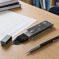Mine de crayon mécanique 2B de 0,5 mm, longueur 100 mm, 200 pièces, noire, en résine polymère haute performance, lignes claires et stables, pour l'école et le bureau