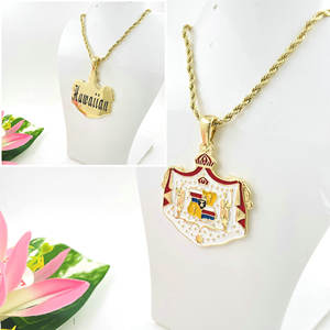 Collier avec grand pendentif d'armes hawaïennes JX265, personnalisable avec un nom, chaîne en émail, bijoux samoans en gros, pour femmes, hommes et garçons - Product Image 4