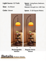 Lampadaire de style mi-siècle à hauteur réglable, lumière variable trois couleurs, télécommande, en fer et verre en forme de Yuzu pour chambre à coucher