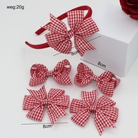 Accessoires de mode pour filles : Ensemble de 5 bandeaux à nœuds écossais style britannique et pinces à cheveux florales style princesse