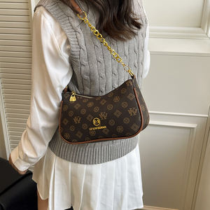 Sac à main de luxe pour créateur en PU, motif géométrique avec chaîne décorative zippée, double poignée - Product Image 3