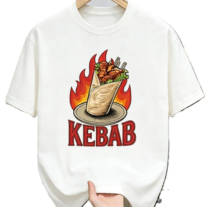 T-shirt graphique pour les amateurs de kebab, motif döner wrap épicé, impression fast-food, t-shirt oversize en coton à manches courtes, streetwear, haut décontracté - Product Image 5
