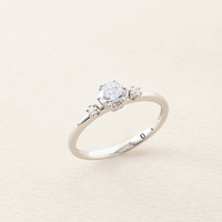 Bague en or 18 carats plaqué or avec diamant solitaire - Élégante bague de promesse de mariage pour femmes - Bijoux haut de gamme