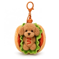 Porte-clés en peluche personnalisé en forme de Poodle Burger, amusant, sur le thème de la nourriture, en coton PP et nylon, cadeau pour enfants et adultes, idéal pour les anniversaires.