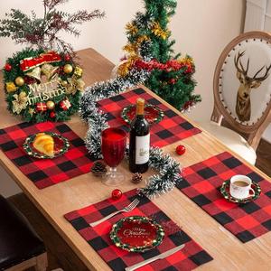 Christmas Party Disposable Tableware Sets Decorations <b>Red</b> Green Christmas Tree Gift Print <b>Paper</b> Plates Tissue <b>Paper</b> Tablecloth - Product Image 5