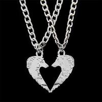 Collier avec pendentif en forme de cœur de cheval et de cerf, puzzle animal, meilleurs amis, cadeaux d'amitié, colliers BFF pour femmes et hommes