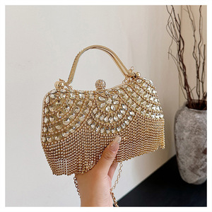 Bolsos de Noche Clásicos de Moda para Mujer al por Mayor a Precio de Fábrica, Bolsos de Mano con Cuentas de Cristal, Correa de Cadena de Poliéster, Cierre Magnético - Product Image 2