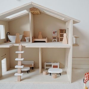 Casa delle Bambole in Miniatura Fai da Te con Mobili, Giocattolo Educativo in Legno per Bambini e Bambine - Product Image 3