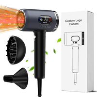 Sèche-cheveux ionique haute vitesse intelligent AI HD LCD 2000W de qualité professionnelle, 300 millions de ions plasma, 80000 tr/min, avec diffuseur et buse – Vente directe usine
