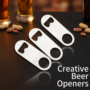Stainless Steel Bottle Opener with Ring, Brushed Finish Bar Tool for Promotional Gifts, Kitchen Party & Restaurant Accessories - Product Image 1
