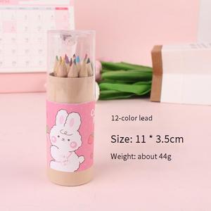 Lot de 12 crayons de couleur courts en bois à motifs de dessins animés, promotionnels et très demandés, pour fournitures scolaires d'enfants - Product Image 4