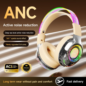 AN-1 Wireless Over Ear Headphones RGB <b>Lighting</b> Foldable <b>Gaming</b> Headset With Card Slot Type C Charging - Product Image 4