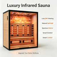 Sauna de infrarrojos lejanos de lujo con madera de hemlock negra, bajo EMF, LCD, Bluetooth y cielo estrellado de sal del Himalaya para spa en casa 1800x1200x1900mm