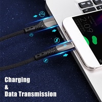 Cable DE DATOS trenzado de tela de gama alta A10L 3A 1M Luz LED Tipo C Carga rápida Micro USB para computadoras Samsung Auriculares Cobre puro