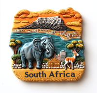 Offre spéciale Aimant de réfrigérateur en résine personnalisé Impression UV Effet de soulagement Afrique du Sud Logo de voyage Cadeau pour la maison