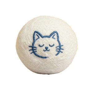 Jouet pour chat en laine avec motif de visage de chat brodé, pour jeu silencieux et soins dentaires, 15g - Product Image 1