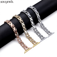 Bracelet de montre en dentelle et cristal pour Apple Watch, bracelet en métal avec strass pour femmes, série 10 SE, vente en gros d'usine