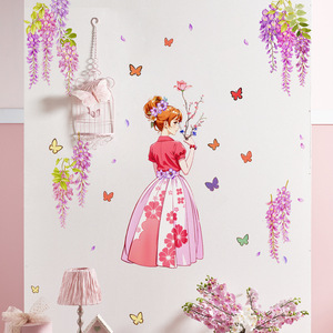 Mooie meisjes wandstickers, verwijderbare bloemen en 3D vlinder wandstickers voor de slaapkamer van een meisje - Product Image 5