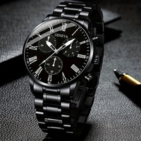 Ensemble de 4 pièces : Montre à quartz pour homme, collier avec pendentif flèche, bracelet et bague, ensemble cadeau de luxe pour homme