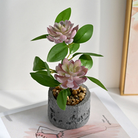 Dua Daun Tanaman Sukulen Kecil Pot Bonsai Buatan Dekorasi Rumah Alat Peraga Fotografi Tanaman Palsu