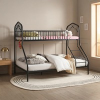 Lit superposé en métal avec configuration double et grand lit ; Conception gain de place, idéal pour les appartements familiaux et les hôtels