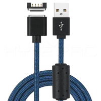 Câble USB de chargement magnétique à 4 broches pogo tressées bleues avec 5V/2A