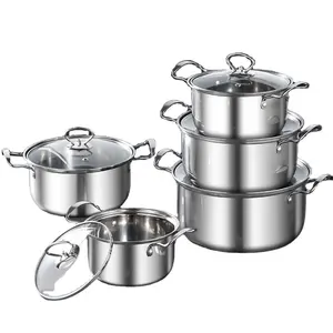 10pcs Nonstick Kitchen Cookware Sets Stainless Steel Pot Set Cookware Set