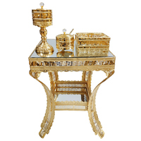 Ensemble de tables basses carrées éthiopiennes à deux niveaux, collection 2026, en promotion