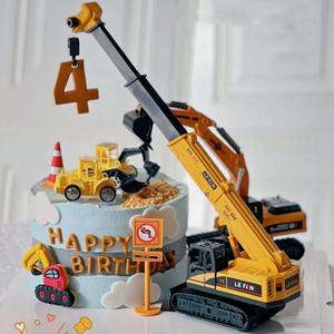 Grue gâteau décoration pelle bulldozer ingénierie voiture enfants anniversaire dessert <span class=keywords><strong>table</strong></span> décoration gâteau toppers - Product Image 2