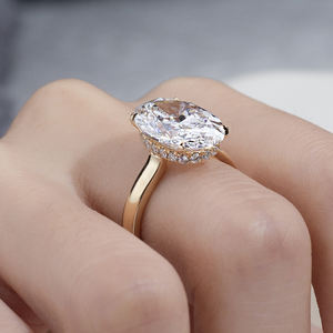 Messi Jewelry MSR-2032 18K <b>Lab</b> Grown Diamond Oval Shape Ring For Women - Product Image 5