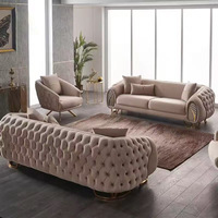 Canapé de salon en velours en forme de U, haut de gamme et luxueux ; design minimaliste de style italien ; canapé en acier inoxydable massif