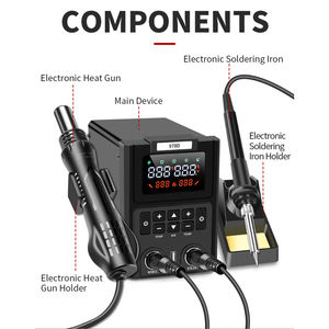 Station de Retravail à Air Chaud Numérique avec <span class=keywords><strong>Fer</strong></span> à <span class=keywords><strong>Souder</strong></span> à Température Réglable et Pistolet Thermique <span class=keywords><strong>pour</strong></span> la Réparation de Circuits Imprimés et l'Assemblage Électronique - Product Image 2