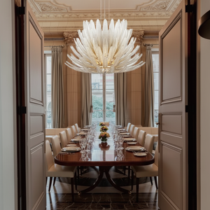Illuminazione a Soffitto Moderna Nordica, Lampadario di Lusso a LED con Piume Bianche e Vetro, Lampade a Sospensione per Soggiorno - Product Image 2