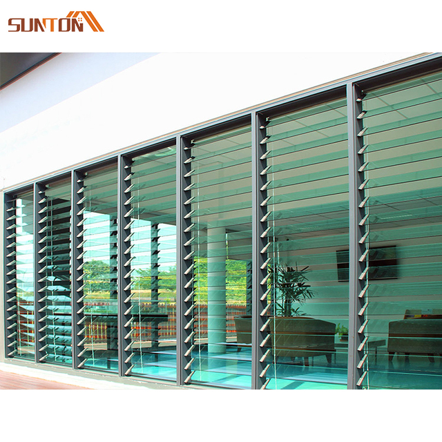 Modern Aluminum Glass Louvered Window Design Custom Made Aluminium Adjustable Vertical Glass Louver windows