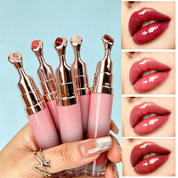 Crayon à lèvres rose et gloss à lèvres massant en métal, coffret cadeau de maquillage naturel quotidien, kit lèvres repulpant non collant