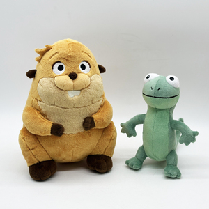 Peluche de castor sentado amarillo y lagarto verde, juguete de peluche para niños, regalos, muñeco de peluche lindo, juguete de peluche suave, venta al por mayor - Product Image 4